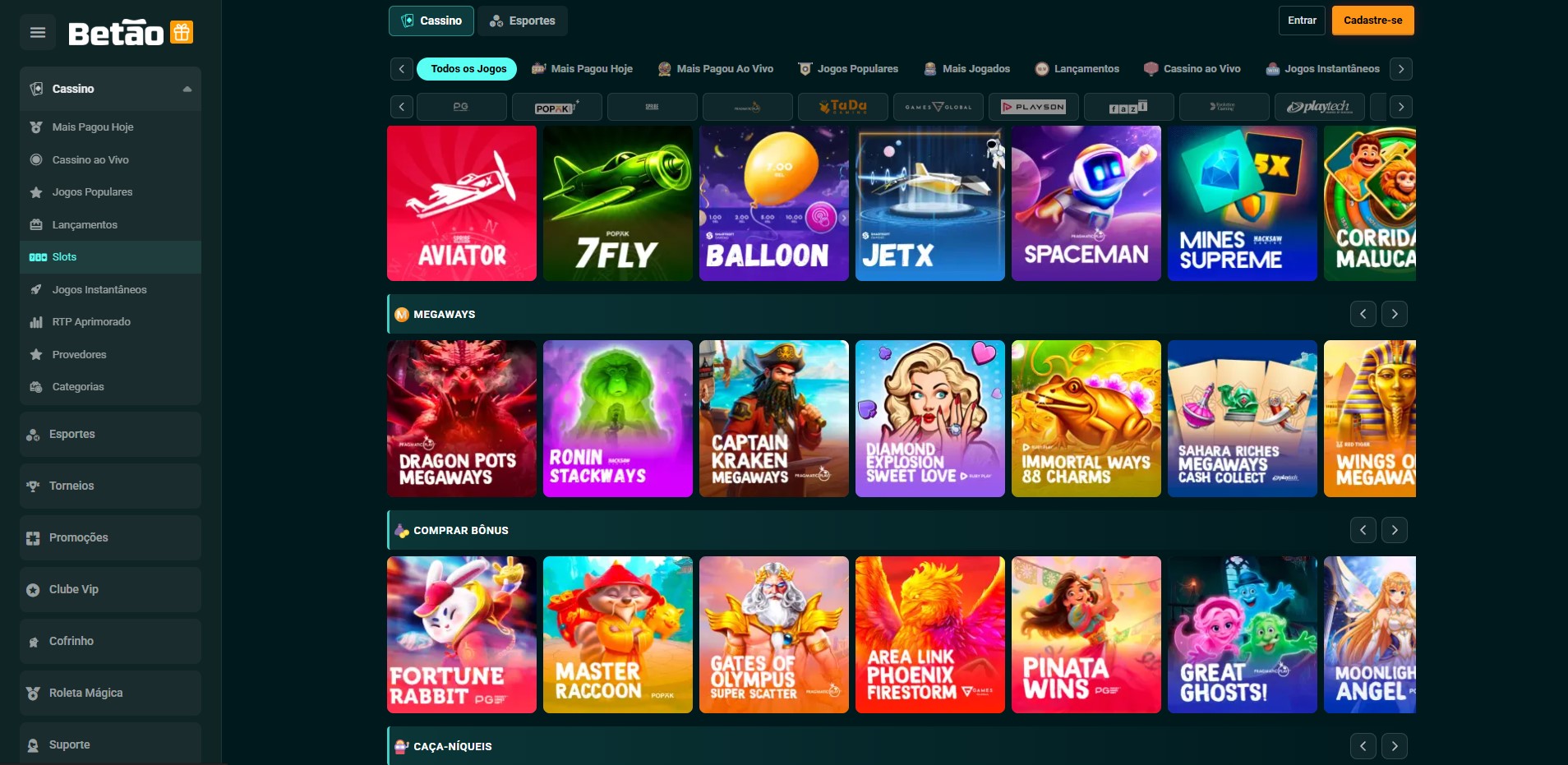 Betão — slots no lobby